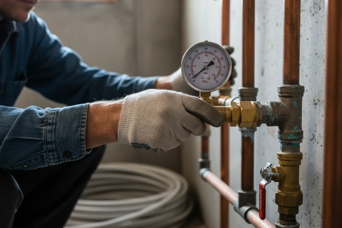 Pressure testing a repaired line during Water Line Repair in Blue Mound